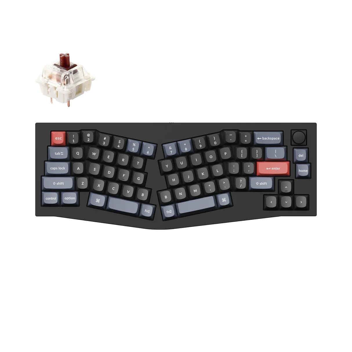Keychron Q8 Wired Custom Mechanical Keyboard with Knob, 65% Alice Layout QMK/VIA Programmable, Hot-swappable Gateron G Pro Brown Switch, Double Gasket Compatible with Mac Windows Linux (Black)