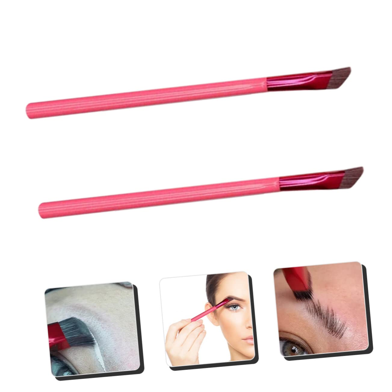 4 Set Elegante Set Trucco Da Donna Pennello Per Sopracciglia Angolato Pennello Bellezza Quotidiana 2 Pezzi * 4