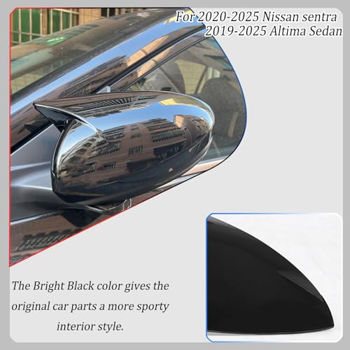 Image of Side Mirror Cover,for Nissan Sentra 2020-2025 /Nissan Altima 2019-2025, Bright Black Side Rear Mirror Covers Body Kit Accessories for Cars.