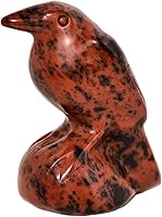 Vista 6 de Flame Stone Crystal Raven Statue 2" Natural Crystal Crow Figurine Healing Stone Raven Halloween Decor Office Home Decor Gift Collect