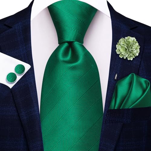 Image of Hi-Tie Men's Tie Lapel Pin Set Pocket Square Cufflinks Formal Woven Silk Tie Sets Wedding Party