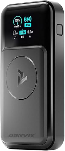 DENVIX PowerX Power Bank 1.1, 250W 4-en-1 25,000mAh Cargador portátil para portátil (91,25 Wh) con carga inalámbrica magnética para iPhone, Samsung,