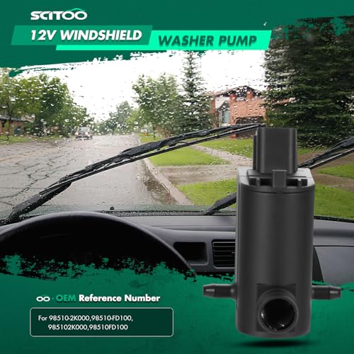 Image of SCITOO Windshield Washer Pump Replacement For Kia For Forte | Direct fit for 2011-2016 For Kia For Forte|2010-2016 For Kia For Forte Koup|Replaces OE 98510-2K000|98510FD100|With Grommet