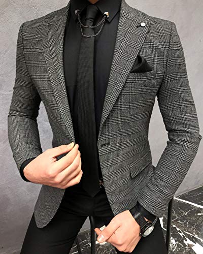 Men's Suit Blazer Casual Notch Lapel One Button Business Jacket Coat Slim Fit2
