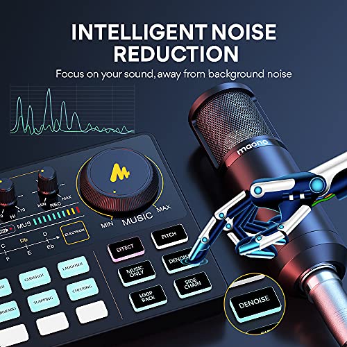 Image of MAONO All-in-One Podcast Equipment Bundle - Audio Mixer With 3.5mm Microphone for Live Streaming, Recording, PC, Smartphone, DJ - MaonoCaster Lite (AU-AM200-S6 Black)