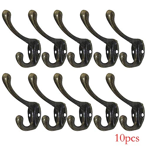 10 x Double Coat Wall Hook Zinc Hanger Classic Antique Industrial Cast Iron