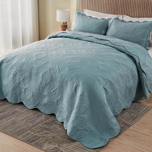 Kingnex Extra Wide Oversized King Bedspreads 128x120 for Tall King or Cal King Bed Ultrasonic...