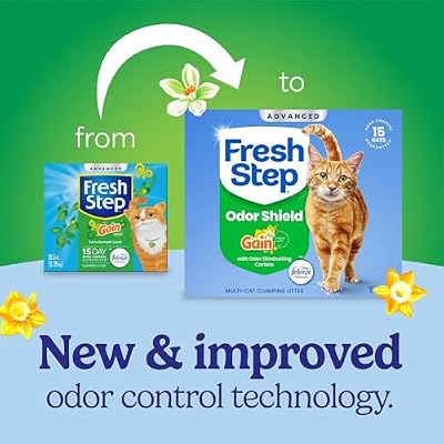 Fresh Step Advanced Odor Shield Light Weight Multi Cat Clumping Litter with Febreze Freshness, Gain Scent, Ammonia Block Technology, 18.5 lb. Box, Pack of 2