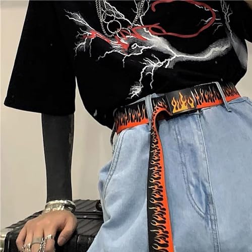 Muloo Tactically Belt Flame Pattern Wide Belt Nylon Wear Resistant Belt Teens Male Waist Belt for Coat Jeans Wear Resistant4
