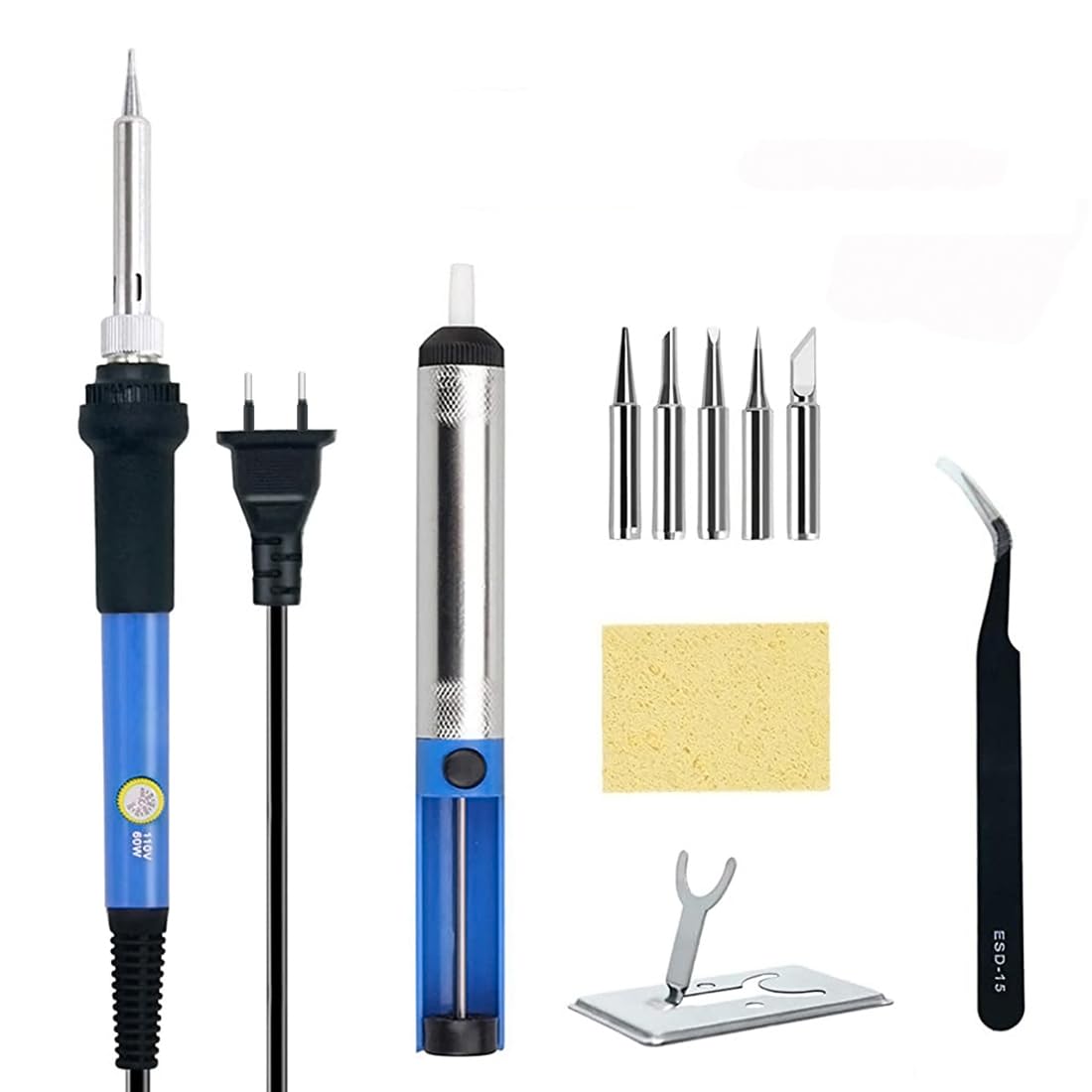Soldering Iron Kit, Electric Soldering Iron Set 60W 110V Adjustable Temperature Welding Tool with 5pcs Different Tips, Stand, Tweezers, Sponge, Flux Pen (B09V49QV4P) Amazon Price History, Amazon Price Tracker