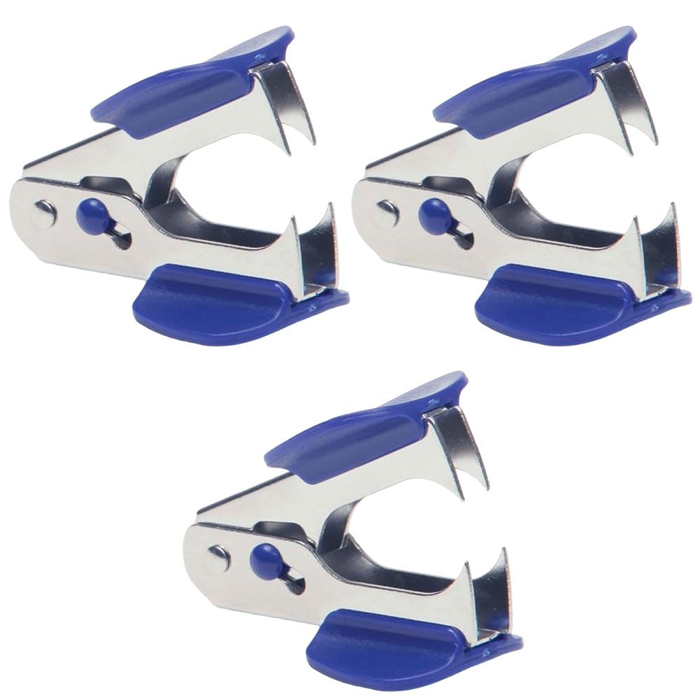 3 x Staple Remover Tool with Soft Grip Handle, Heavy Duty Metal Staple Puller for Office School Home Use, Ergonomic Handheld Staple Extractor for Paper Documents Files Reports and Notice Boards