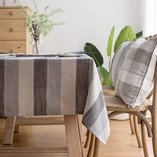 LINENLUX Stylish Square Rectangular Tablecloth/Table Cover for Kitchen Dinning Tabletop Decoration Gray Striped Square/Round 53 X 53 in