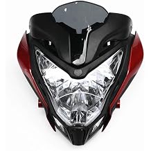 Motorcycle HeadLight Assembly Black Red Motorcycle Front Headlight Headlamp Assembly Compatible With Bajaj Pulsar 150 200Red