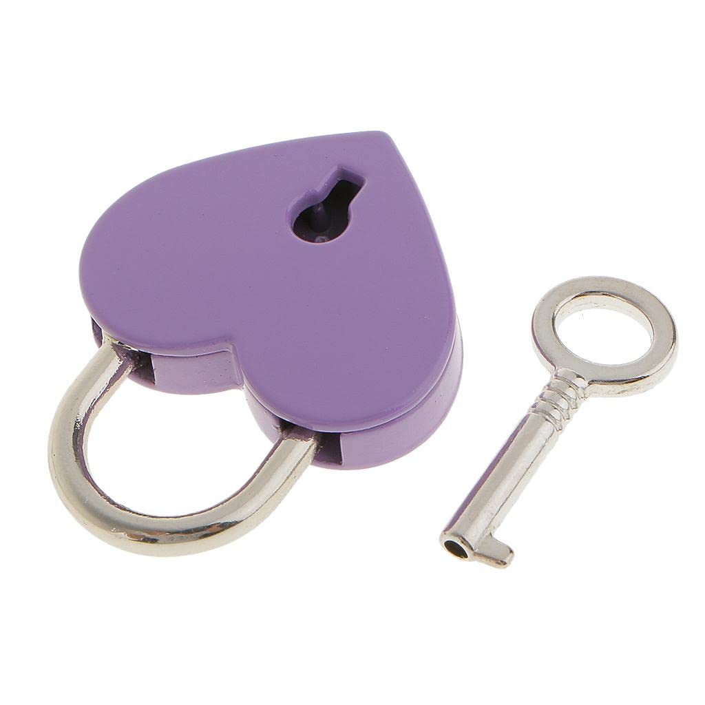 Cadenas émaillé Violet Vintage – Années 50, Fonctionnel Avec Une Clé – Déco Ou Usage