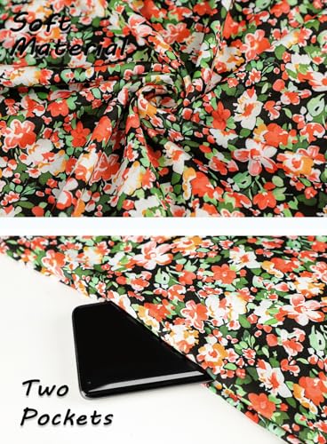 Image of SimpleFun Summer Dresses for Women Beach Floral Tshirt Sundress Casual Pockets Boho Tank Dress