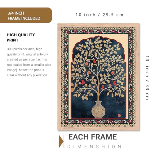 Image of kotart - Pichwai Art Painting for Wall Decoration Wall Poster With frames Traditional Indian Wall Art Madhubani Paintings for Living Room Indian Home Decor Frames Framed Wall Painting for Home Room Bedroom Office Wall Decor Wall Paintings for Home Decoration set of 2 (Art 4, (10x13 inch), Framed)