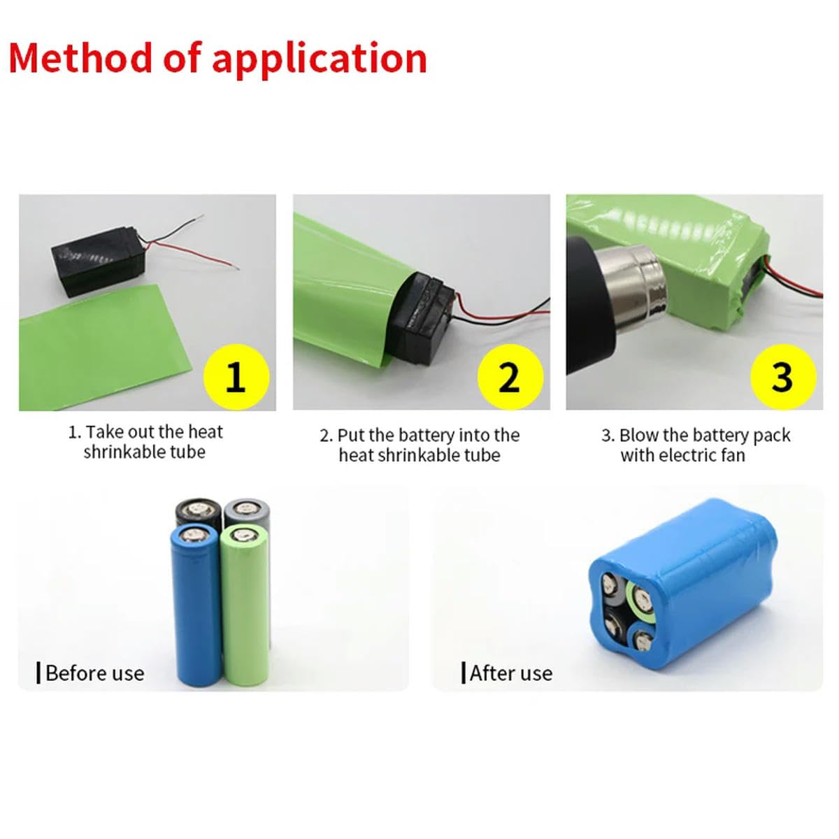 Largeur 25 mm ~ 200 mm 18650 Tube thermorétractable pour batterie à lèvres Dia 16-127 mm Film isolé pour boîtier en lithium Manchon de câble Noir Largeur 130 mm Dia 82-10 M