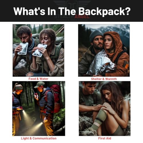 Stealth Angel Survival - 72 Hour Family Emergency Kit - 1-5 Person Survival Bag for Earthquakes, Hurricanes, and Other Natural Disasters