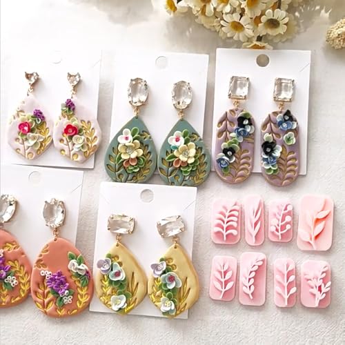 Miniatura 6 de Zzcy 9 Cortadores Pendientes Arcilla Polimerica Forma De Hojas, Moldes De Arcilla Polimérica Para Aretes, Sellos De Arcilla De Hojas Para Pendientes De Bricolaje Y Otras Joyas