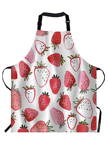 EKOBLA Strawberry Aprons Abstract Watercolor Hand Drawn...