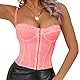 Haibang Corsage Damen Punk Blumenspitze Bustier Korsett Sexy Spaghettiträger Crop Top Spitze Push Up Bralette Shapewear Party Club Tank Weste Camisole