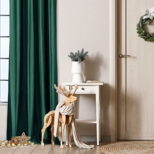 Melodieux 100% Blackout Velvet Curtains For Bedroom Living Room - Super Soft - Thermal Insulated Drapes With Black Liner, 52 By 84 Inch, Green (2 Panels) #TOP2