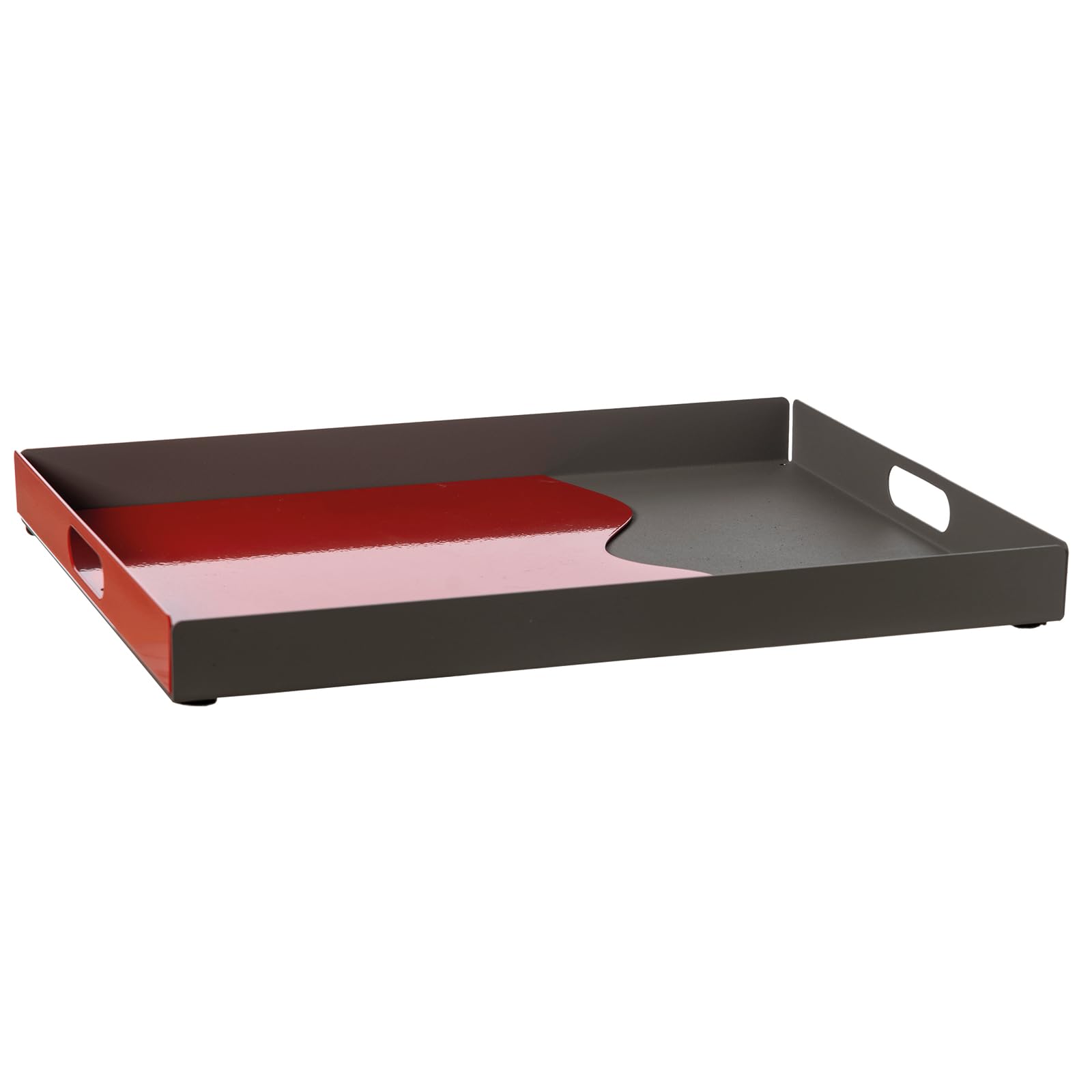 Plateau rectangulaire en fer Arti & Mestieri Fluid design italien boue et rouge