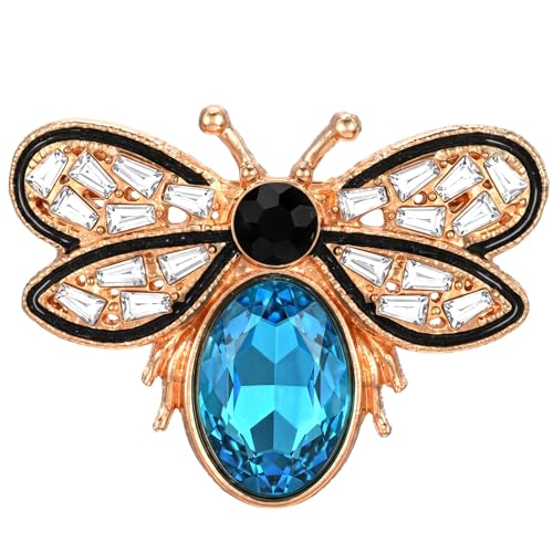 Image of Bee Brooch Pin, Honey Bee Rhinestone Pins Vintage Crystal Insect Themed Lapel Pins Stylish Accessories for Women Men Party Dating Daily