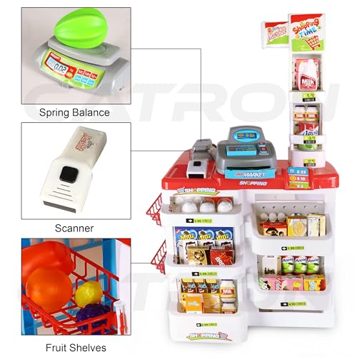 Image of Catron Role Pretend Playset Big Size Home Supermarket kit for Kids Toys with Shopping Cart Kitchen Set Kids Toys for Boys and Girls (Big 55 Pcs Kitchen Set)