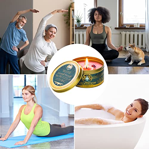 Meditation Candles with Crystals | Natural Aromatherapy Candles for Relaxation & Healing | Stress Relief Candles for Yoga, Meditation & Self Care | 4 Pack Gift Set - Image 4