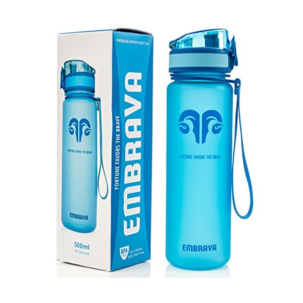 Embrava-Best-Sports-Water-Bottle-17oz-Small-Eco-Friendly-BPA-Free-Plastic-For-Running-Gym-Yoga-Outdoors-and-Camping-Fast-Water-Flow-Flip-Top-Opens-With-1-Click Embrava Best Sports Water Bottle - 17oz Small - Eco Friendly & BPA-Free Plastic - For Running, Gym, Yoga, Outdoors and Hiking - Fast Water Flow, Flip Top, Opens With 1-Click - Leak-proof Lid