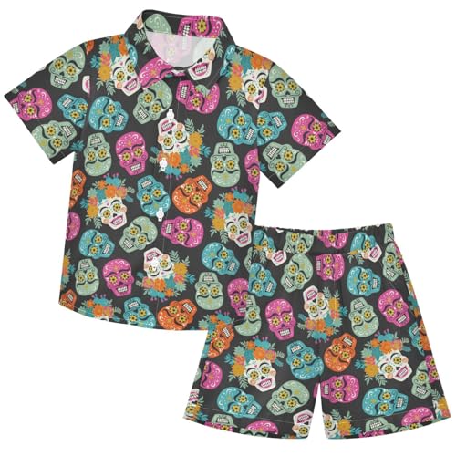 Image of visesunny Boy Floral Short Sleeve Button Down Shirt & Casual Shorts Set Summer Outfits 3-10 Years Clothes