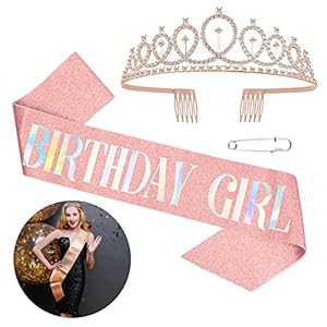 Pinsheng Verjaardagskroon, sjerp, prinses, kroon, roségoud, verjaardag, tiara voor vrouwen, meisjes, verjaardag, tiara…