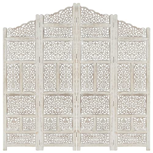 vidaXL Biombo 4 Paneles Tallado a Mano Divisor Pantalla Separador Dormitorio Salón Oficina Despacho Sala de Estar...