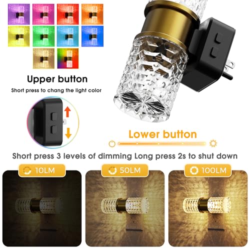 Image of L LOHAS LED Night Light, Night Lights Plug into Wall, 2 Pack 10-Color RGB Change Nightlights,10 /50 /100LM Adjustable Automatic Nightlights Plug in with Dusk to Dawn Sensor for Room Bathroom Hallway