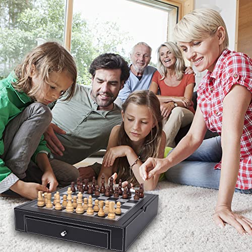 Gse 12.5" Premium Leather 4-In-1 Chess, Checkers, Backgammon And Chinese Checkers Board Game Combo Set. Board Strategy Game For Kids & Adults #TOP6