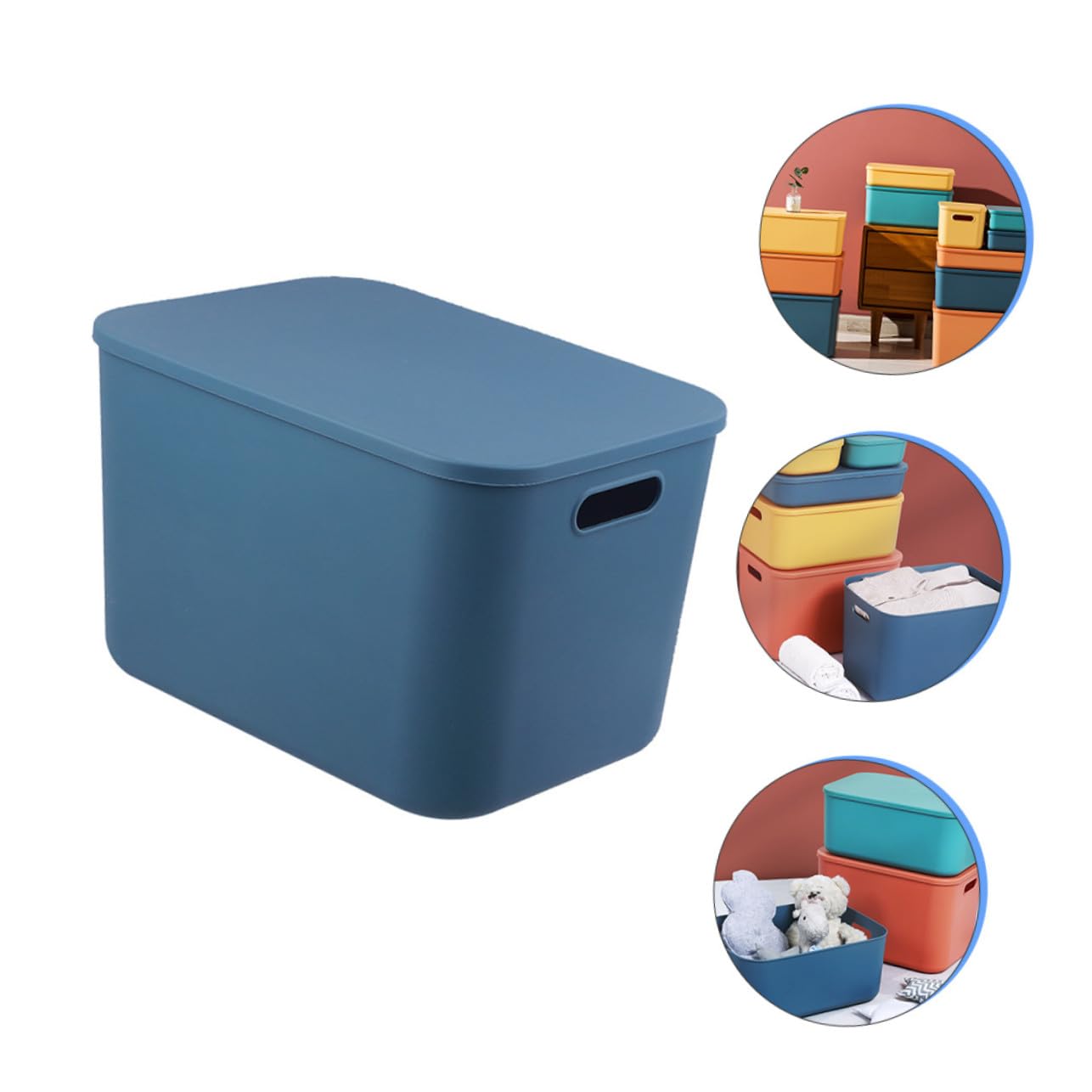 Große Blau Aufbewahrungsbox aus Kunststoff mit Deckel und Griffen Leichte Pp Aufbewahrungsbehälter für Socken und Decken im Badezimmer und Waschbereich