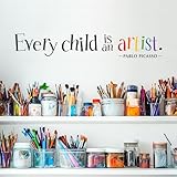 Every Child is an Artist Wall Decal | Inspirational Classroom Quote for Teachers | Art Room Vinyl Sticker | Kids Room Decor