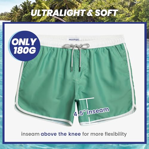 Image of maamgic Mens Boys Short 80s 90s Vintage Swim Trunks with Mesh Lining Quick Dry Swim Suits Board Shorts