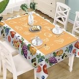 Livcoz Fruit Theme Rectangle Tablecloth 60 x 84 Inches, Apple Orange Grape Avocado Peach Cherry Blueberry Decorative Dining Table Cloth, Summer Dinner Tablecover Picnic Party Decoration