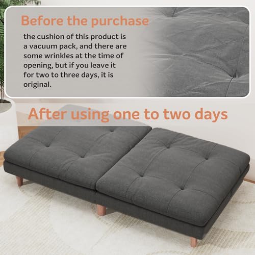 Skin-Friendly Futon Sofa Bed for Living Room, Dark Grey