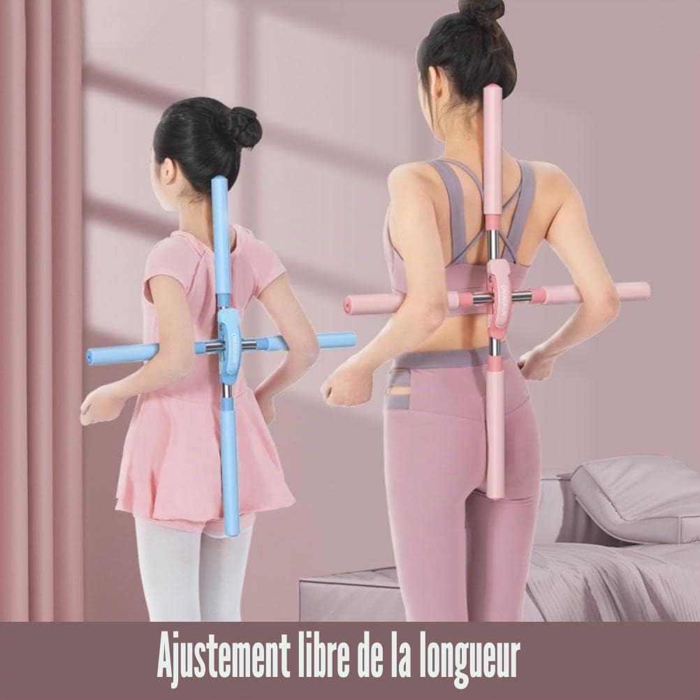 Yidoo Correcteur de Posture pour Femme, bâtons de Yoga rétractables Outil d'étirement Correcteur de Posture Correction du Dos à Bosse Exercice corporel Épaule Bâton Ouvert, Pink