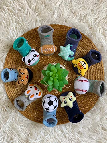 Kit 4 Meias Bebê Sapatinho Pantufa Com Bichinho - Rn 0 A 6m