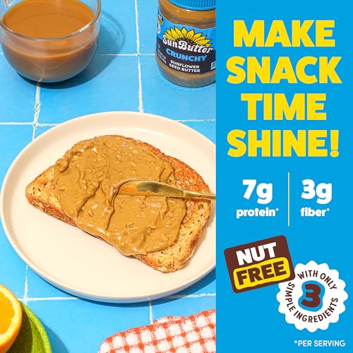 Image of SunButter Crunch Sunflower Seed Butter, 16 oz Nut-Free Spread with 7g Plant-Based Protein, Roasted Rich & Savory Flavor, Smooth Texture | Vegan, Kosher & Non-GMO