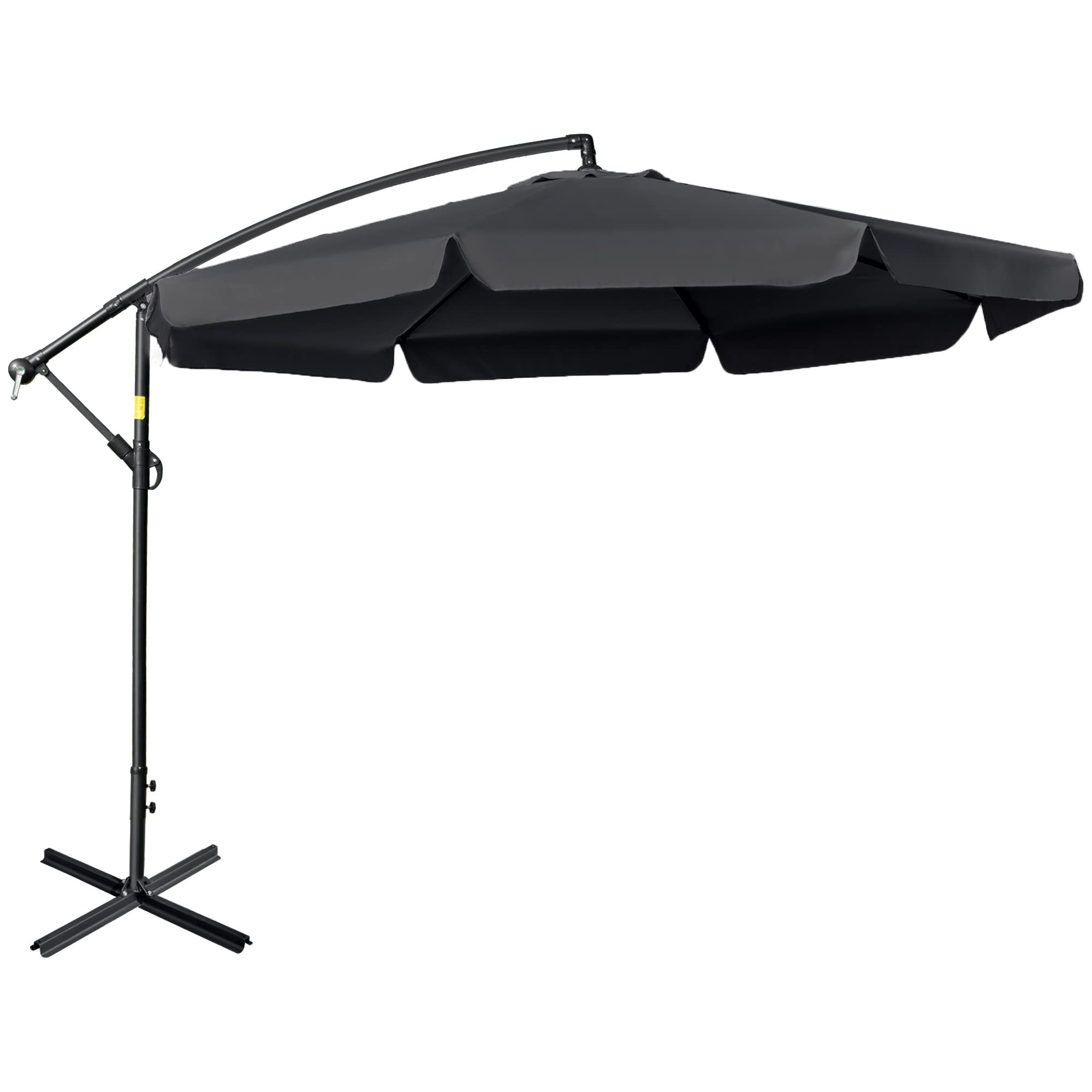 Outsunny 2.7M Garden Cantilever Banana Parasol Sun Shade W/ Crank, Black