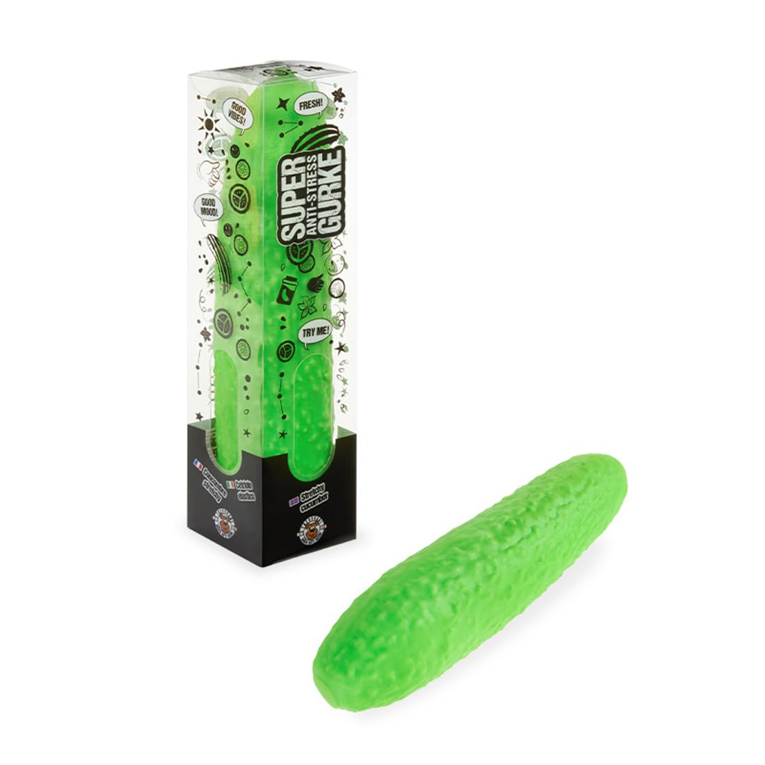 TRENDHAUS 967831 - XXL Anti-Stress Squeeze Super Gurke, ca. 31 x 6 x 5,5 cm, Squishy in Gurken-Form, Stressball für Kinder und Erwachsene