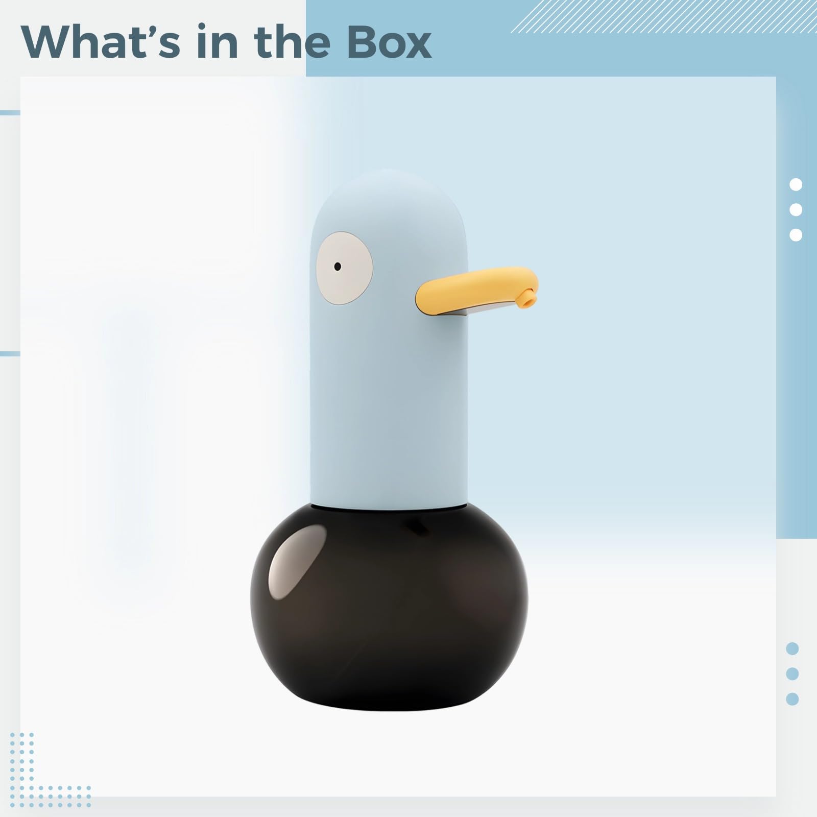 PONDON Duck automatyczny dozownik mydła, bezdotykowy, piankowy dozownik ręczny, 382 g, ładowanie USB, 10 x 11 x 18 cm, niebieski kreskówkowy