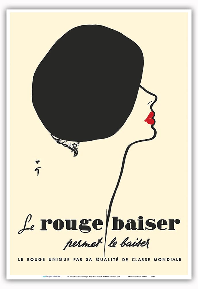 Le Rouge Baiser、Paris 1948/ルネ グリュオ/ポスター Amazon.co.jp: ポスター ルネ グリュオ Le Rouge Baiser、Paris