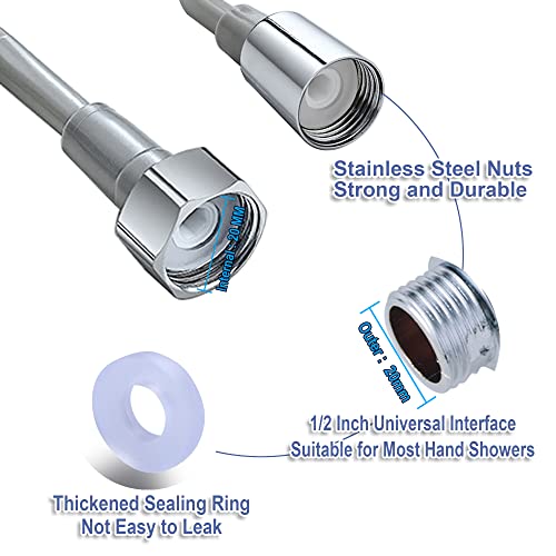 maifey Federtyp Duschschlauch, Badezimmer Spiralschlauch, Grau, 3M, Flexibler Brauseschlauch für WC Spritzpistole und Handbrause, PE & Edelstahl, 1 Stück