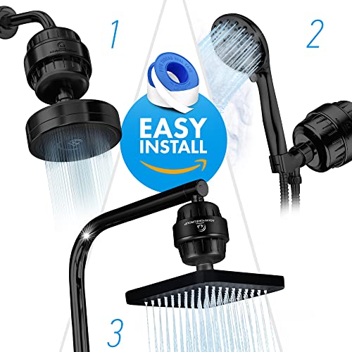 Aquahomegroup 20 Stage Shower Filter With Vitamin C E For Hard Water - High Output Shower Water Filter To Remove Chlorine And Fluoride - 2 Cartridges Included -Consistent Water Flow Showerhead Filter #TOP6